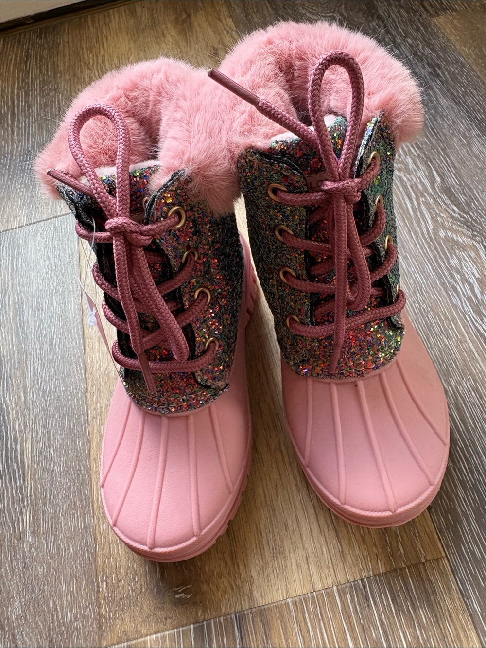 London Fog Girls' Pink Glitter Snow Winter Boots 11c